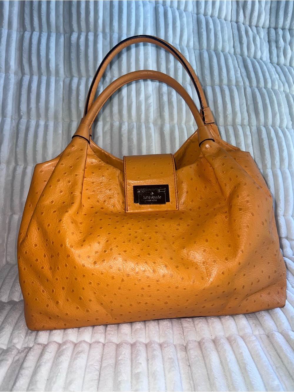 Kate Spade Ostrich-Embossed Leather Shoulder Bag